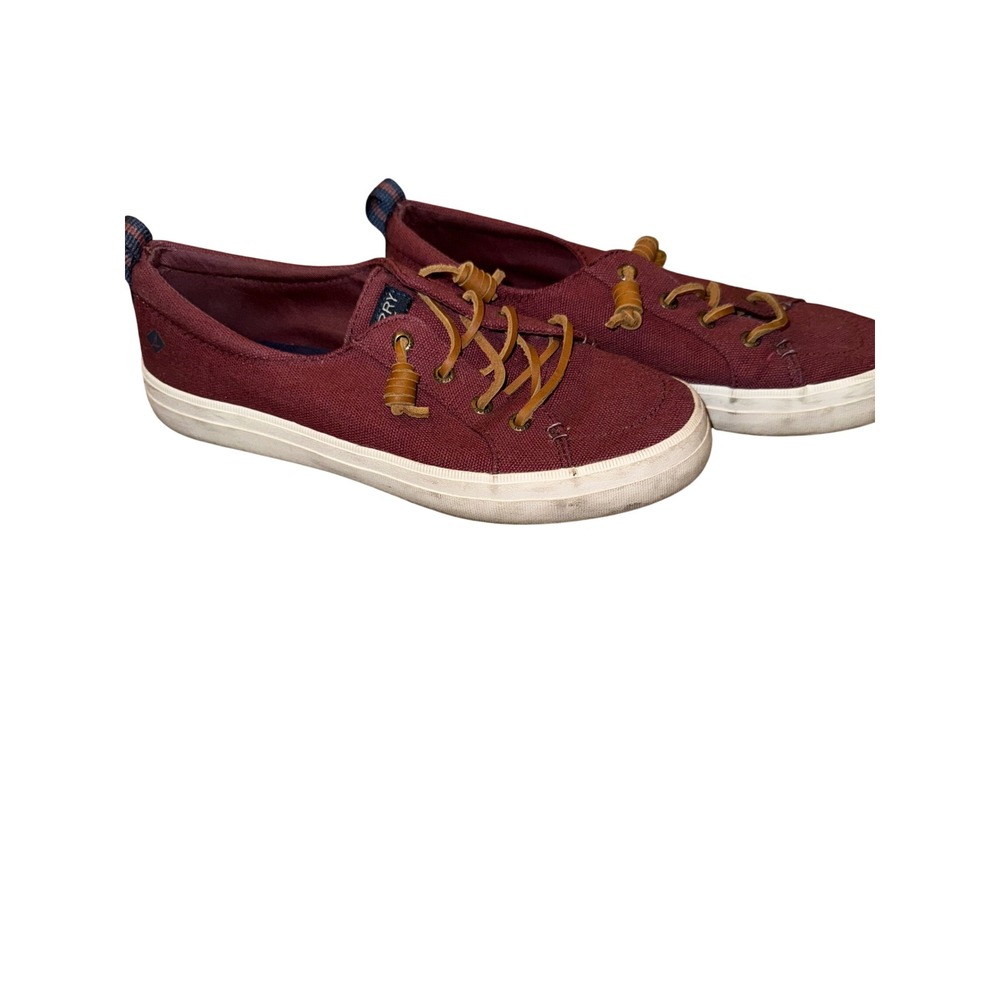 Sperry Crest Vibe Sneakers Burgundy Canvas Coastal Preppy Women's - Picture 3 of 6